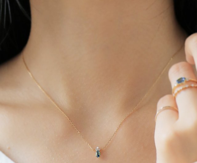 K18 ロンドンブルートパーズ&ダイヤモンドのネックレス ~Ello Lilas