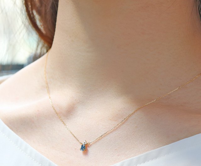 K18 ロンドンブルートパーズ&ダイヤモンドのネックレス ~Ello Lilas