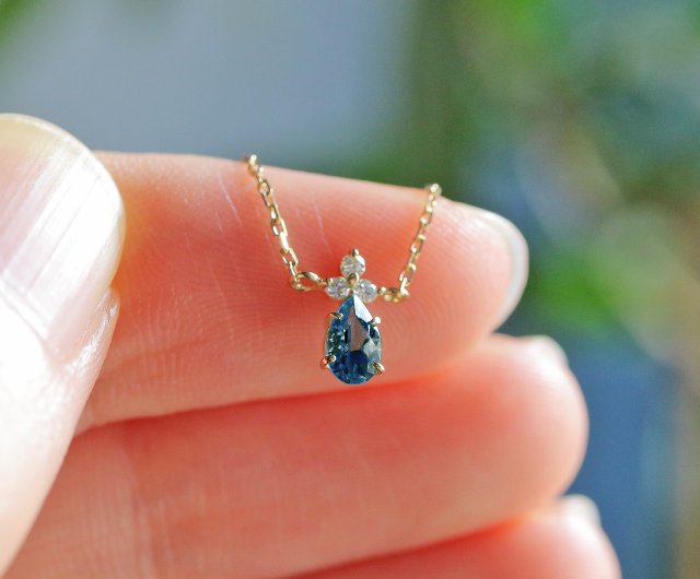 K18 ロンドンブルートパーズ&ダイヤモンドのネックレス ~Ello Lilas