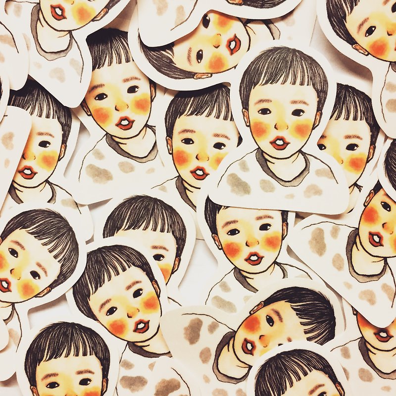 Customized portrait sticker for single person - Stickers - Paper White