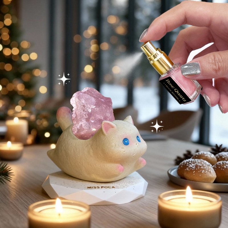 【免運 x 買1送3】水晶好運香氛 星願貓x流沙香氛 寵物友善 - 擺飾/家飾品 - 精油 金色