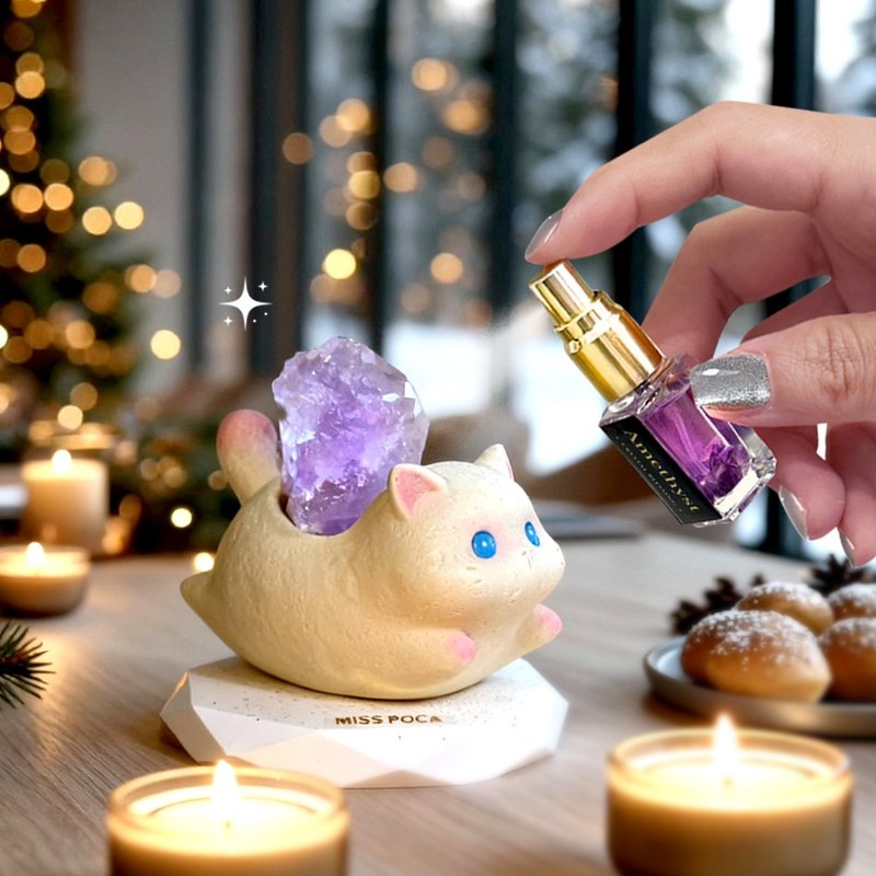 【免運・24H出貨】水晶貓 6款聖誕好運香氛+送提袋 微景5件組禮盒 - 裝飾/擺設  - 精油 金色