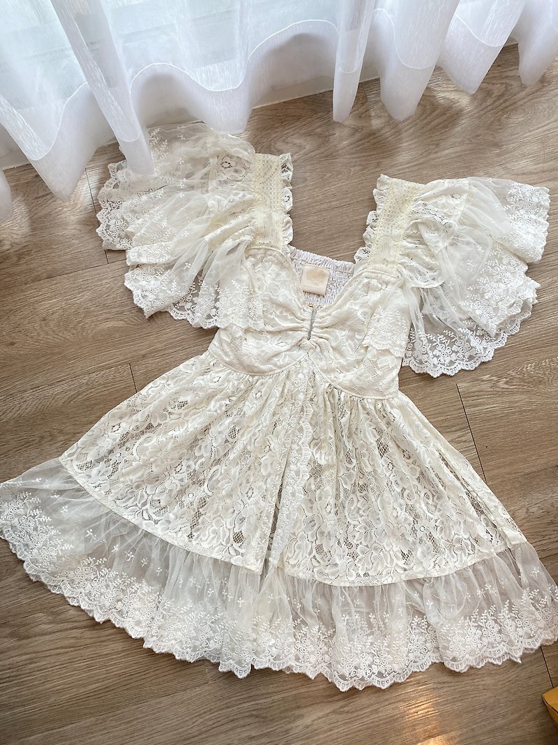 White lace remake dress - 洋裝/連身裙 - 繡線 白色