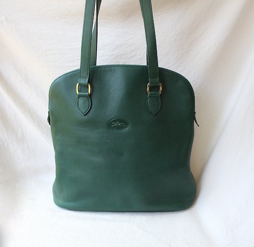 FOAK vintage/reserved/Longchamp dark green leather antique bag