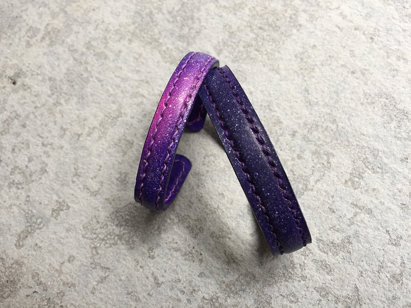 Aurora starry sky leather couple hand bangle bracelet - Bracelets - Genuine Leather 