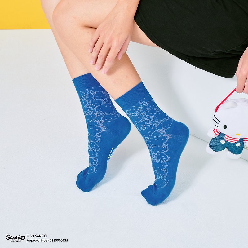 Hello Kitty Full Version Socks/Blue (M)-Limited Joint MIT Design Socks - Socks - Cotton & Hemp Blue