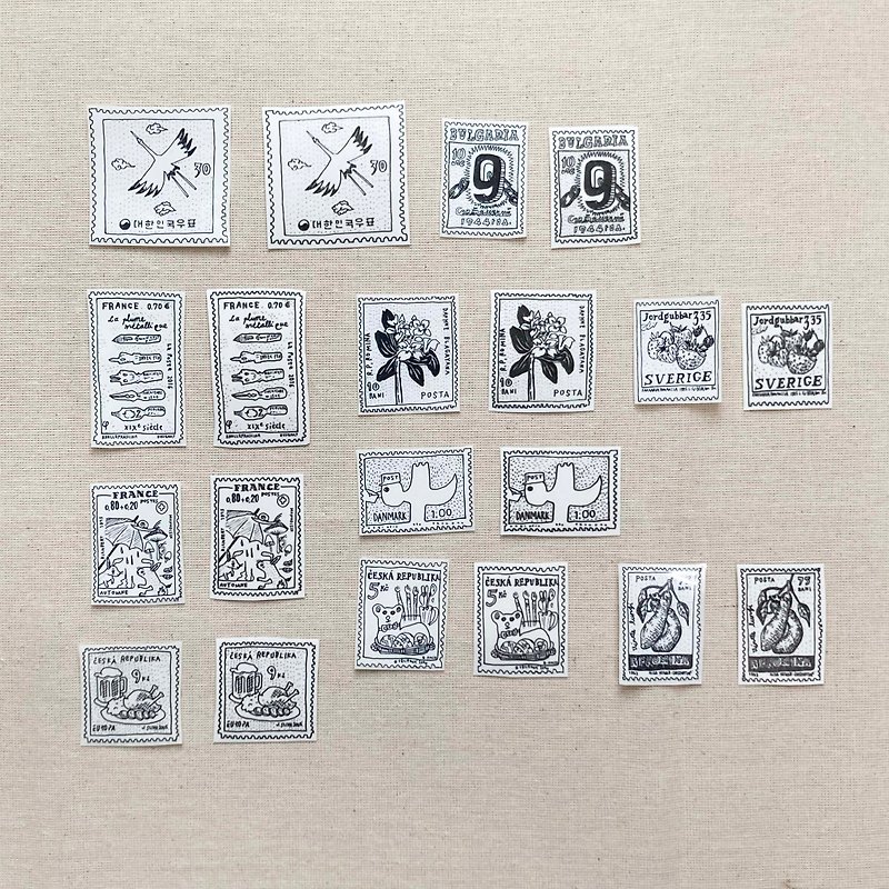 World stamp collection B. Hand-cut comprehensive sticker pack (ultra-thin stickers + transfer stickers) - สติกเกอร์ - วัสดุอื่นๆ ขาว