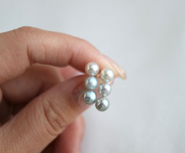 18金Akoya真珠ピアス(無調色) K18 無調色アコヤ真珠 一粒ピアス（約7.7mm） | iichi 日々の