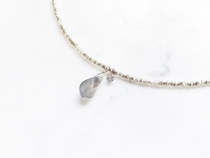 ::Silver Mine Series - Limited Edition:: Labradorite Highlights Ore Broken Silver Bracelet - สร้อยข้อมือ - เงิน 