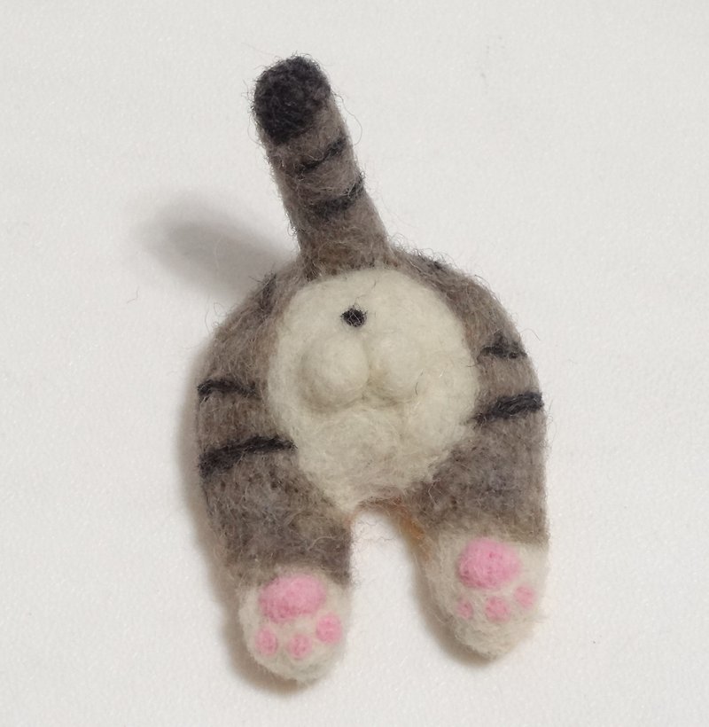 American Shorthair hip- Wool felt (Safety pin or magnet) - Magnets - Wool Gray