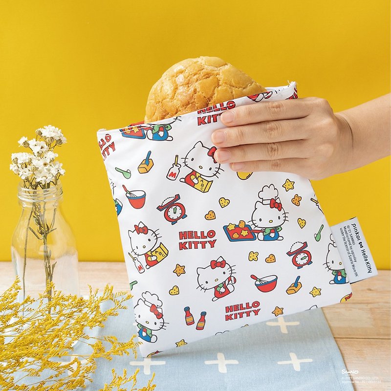 【絕版倒數】Pockeat 小吃袋-Hello Kitty聯名款-Kitty烤餅乾 - 便當盒/食物袋 - 塑膠 白色