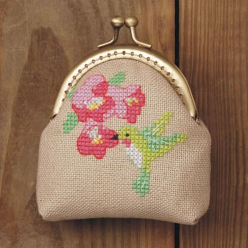 【Hummingbird Collecting Nectar】Clasp Purse - Cross Stitch Kit | Xiu Crafts - Knitting, Embroidery, Felted Wool & Sewing - Cotton & Hemp Multicolor