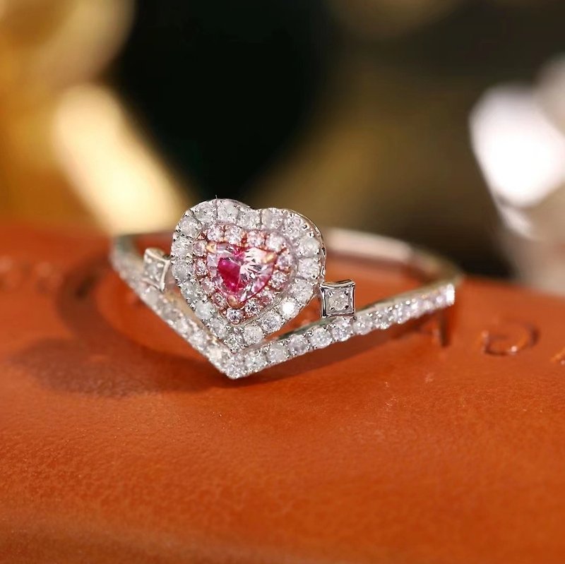 愛心粉鑽18K戒指 - 戒指 - 寶石 粉紅色