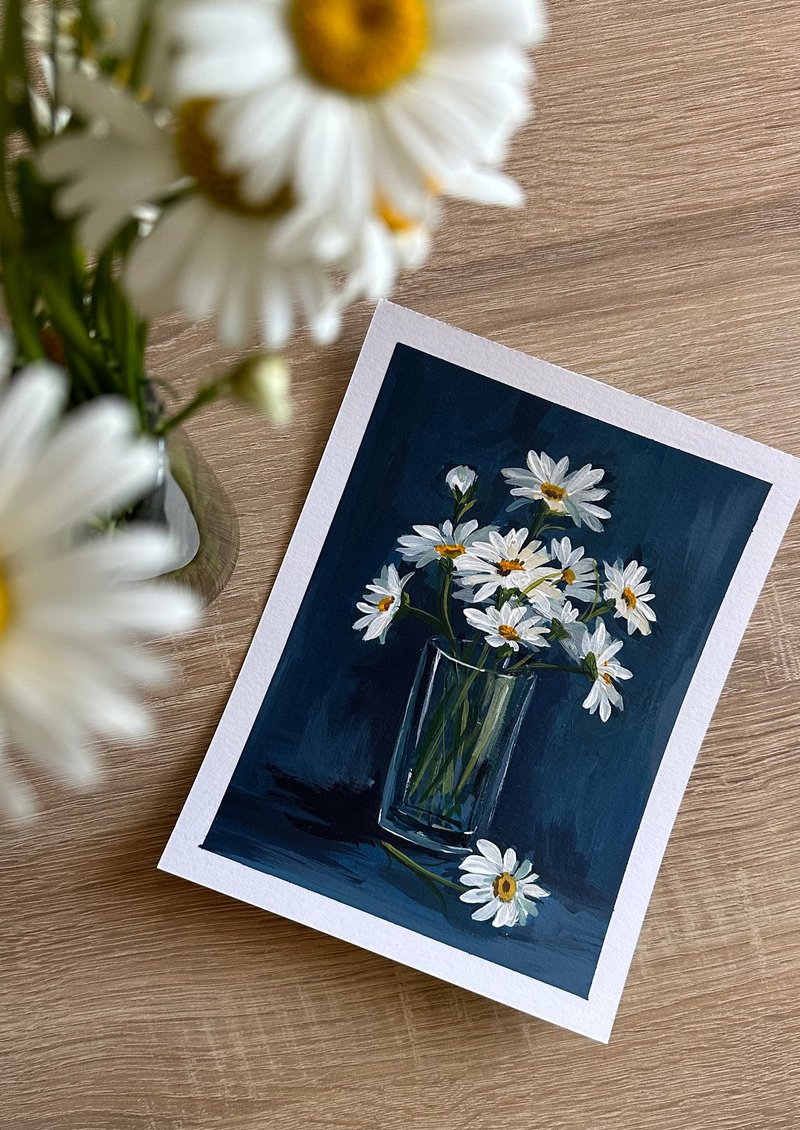 Small Gouashe Painting with Daisies - Posters - Other Materials 