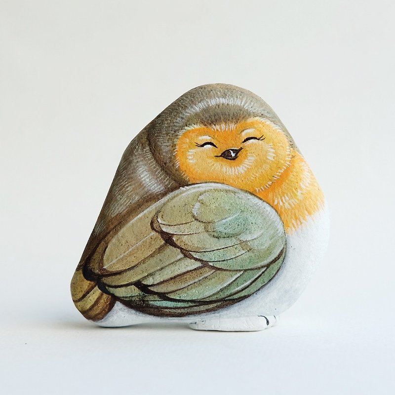 Bird stone painting,original art. - Items for Display - Waterproof Material Orange