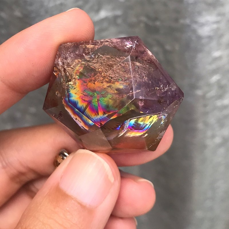 [Lost and find] natural stone purple crystal rainbow six mans necklace - สร้อยคอ - เครื่องเพชรพลอย หลากหลายสี