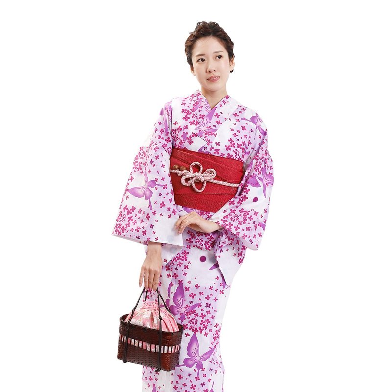 日本 和服 女性 浴衣 腰帶 2件組 F Size X25-105 yukata - 其他 - 棉．麻 白色