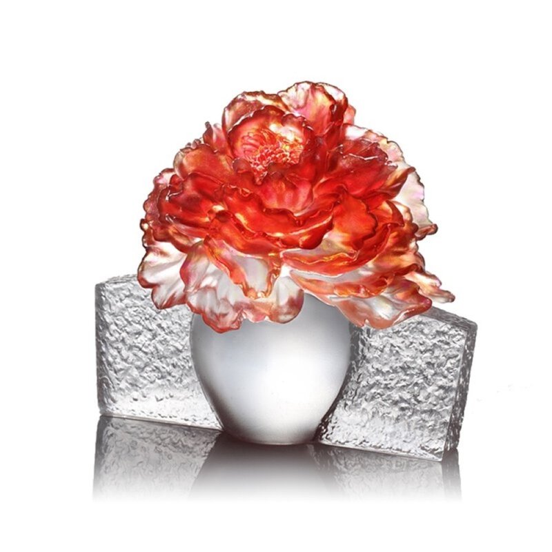 琉璃工房 LIULI 花開美好 - 擺飾/家飾品 - 玻璃 紅色