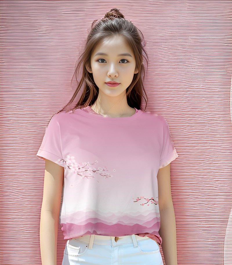 Mountain Short Sleeve T Shirt Sakura Gunzan original design quick-drying material - Women's T-Shirts - Polyester 