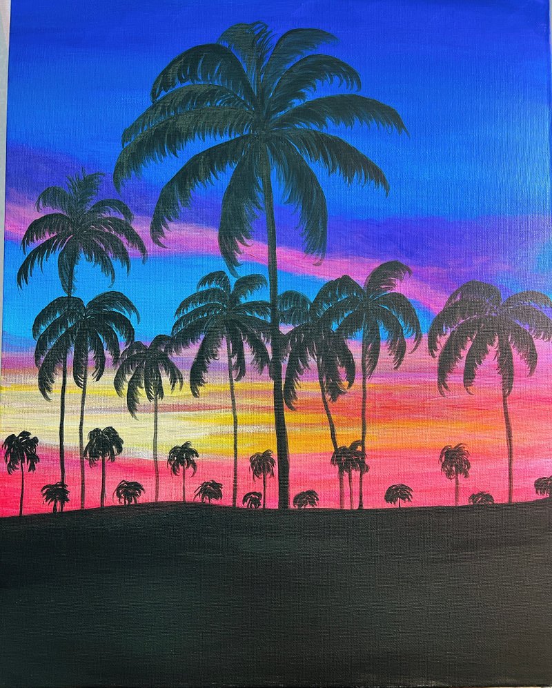 California sunset acrylic painting - Items for Display - Acrylic Multicolor