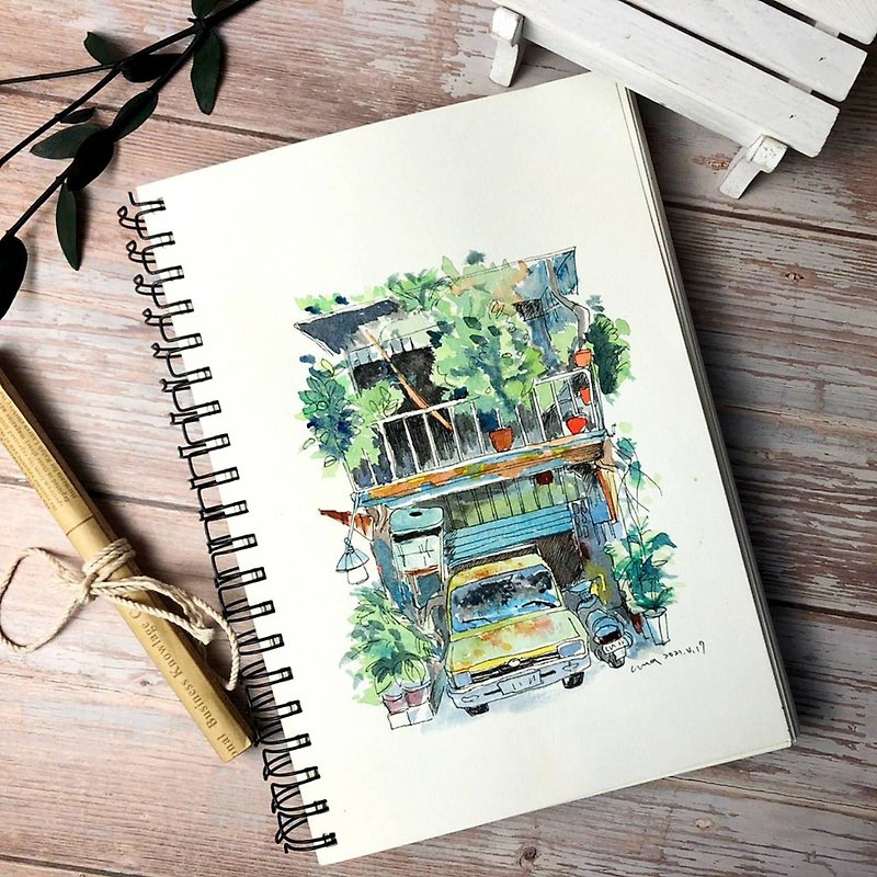 [Taipei session] Random drawings after work | Watercolor sketches of the scenery in the small days [Free sketchbook] - Illustration, Painting & Calligraphy - Silk 