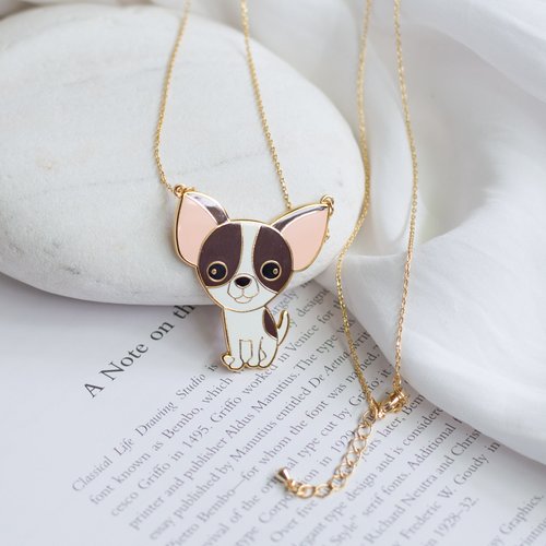 Pochacco classic series-Pachacco dog crystal diamond sterling silver  necklace - Shop STORY ACCESSORY Necklaces - Pinkoi