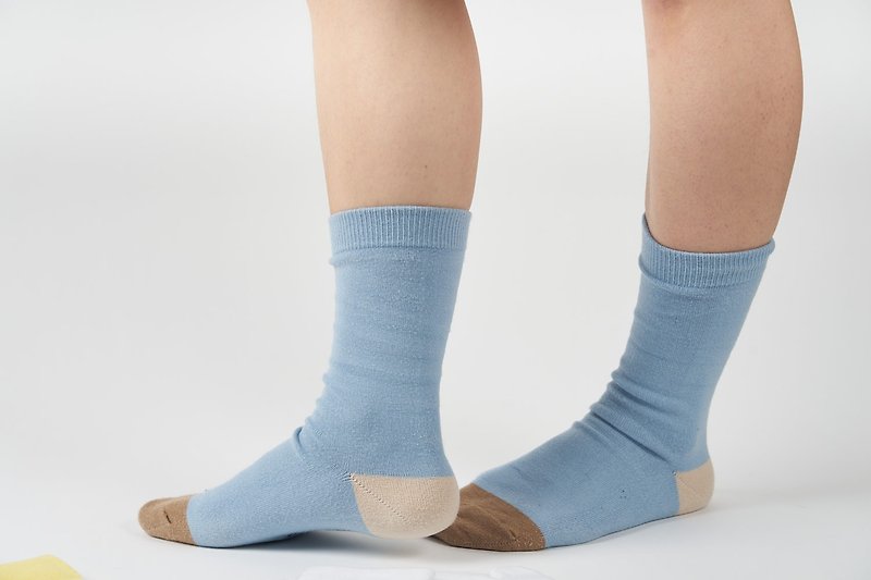 Modal socks-ice blue - ถุงเท้า - ผ้าฝ้าย/ผ้าลินิน สีน้ำเงิน