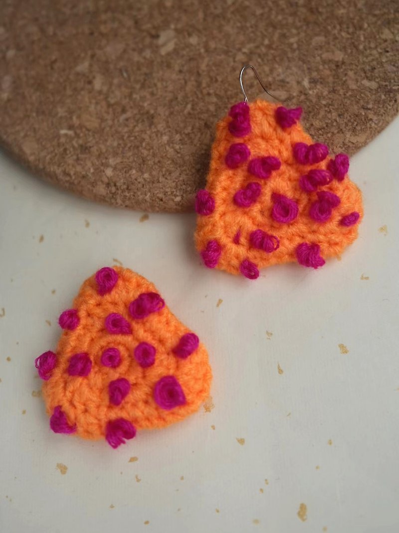 Crochet Embroidered Triangle Earrings - Earrings & Clip-ons - Other Materials Yellow