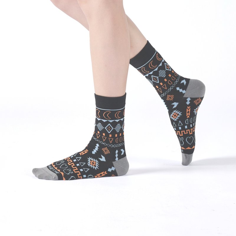 Dream Seeker/Black(F)-MIT Design Mid-calf Socks - Socks - Cotton & Hemp Black