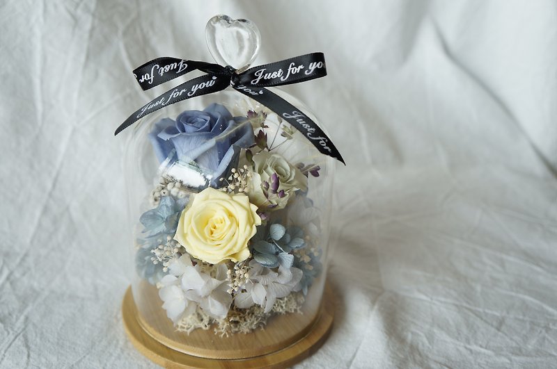 小清新 永生花玻璃罩 畢業禮物 生日禮物 免費客製 - 乾燥花/永生花 - 植物．花 藍色