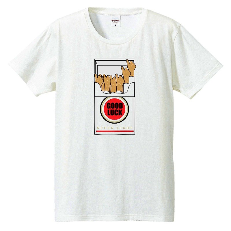 T-shirt / Good Luck (hard) - เสื้อยืดผู้ชาย - ผ้าฝ้าย/ผ้าลินิน ขาว