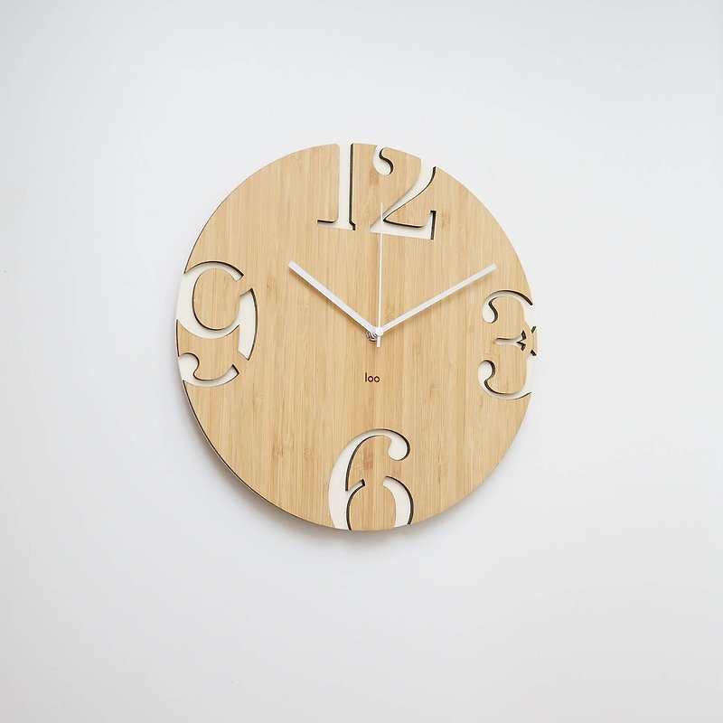 LOO竹製静音掛鐘鐘| 大記号 復古系 米色 - 時計 - 竹製 
