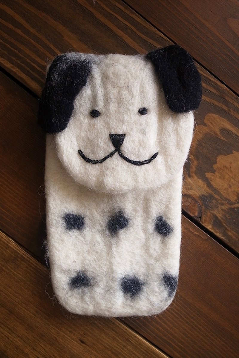 felt dog case, felt case, handmade iPhone sleeve, iPhone bag Animal - เคส/ซองมือถือ - ขนแกะ ขาว