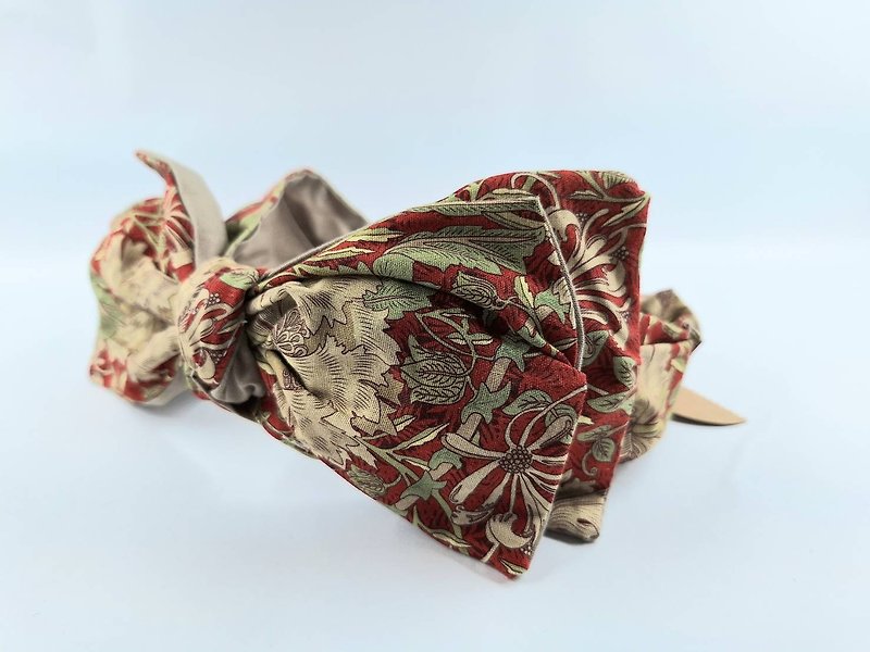Petitbebetw red forest flower double-sided double-layered bow headband - Headbands - Cotton & Hemp Red