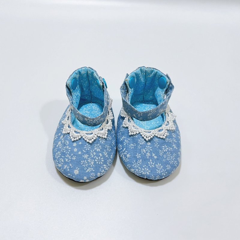 Denim Blue Floral Baby Shoes - Baby Shoes - Cotton & Hemp 