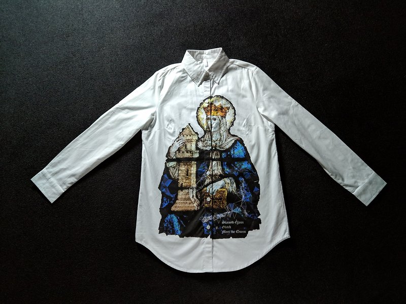 Meet the Queen Stained Glass Series 2 - Men's Shirts - Cotton & Hemp White