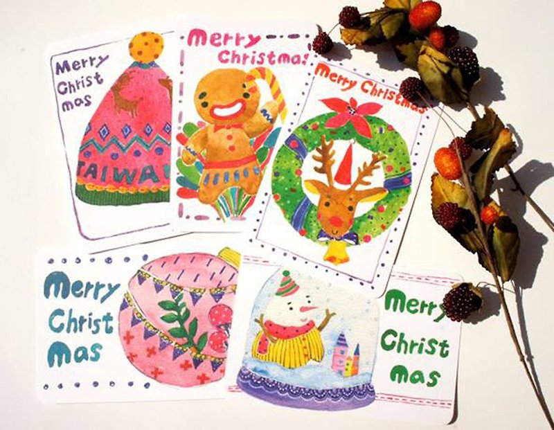Needle ball first bomb Christmas postcard (5 in) - การ์ด/โปสการ์ด - กระดาษ ขาว
