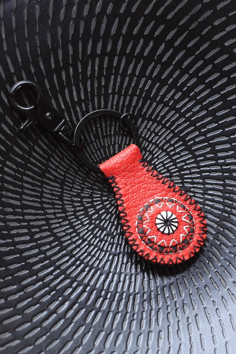 真皮系列 | 原創設計 全手縫 | 赤輪 | 鑰匙扣 吊飾 | - 鑰匙圈/鑰匙包 - 真皮 紅色