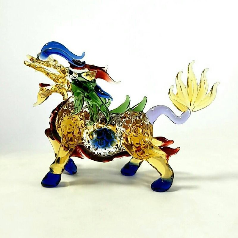 Crystal glass glass auspicious animal warding off evil Qilin - Items for Display - Colored Glass 