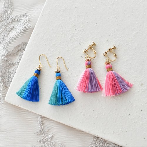 ピンクキット タッセルピアス・イヤリング/HANABATAKE