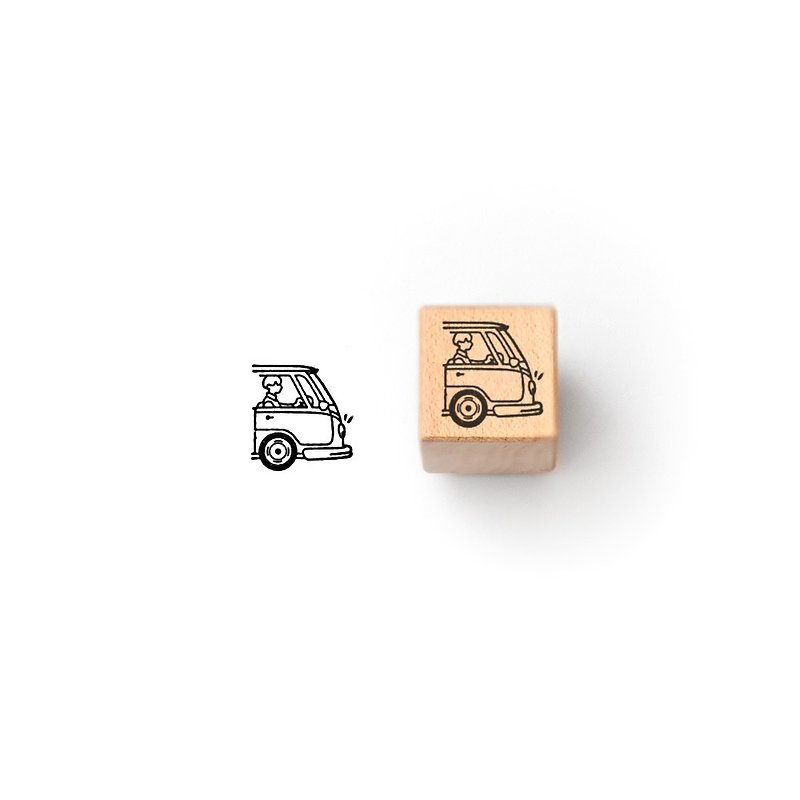 本日印章 - Go for a drive - はんこ・スタンプ台 - 木製 カーキ