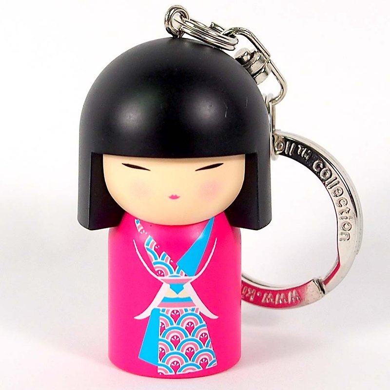 Key ring-Momoko peace [Kimmidoll and blessing doll key ring] - Keychains - Other Materials Pink