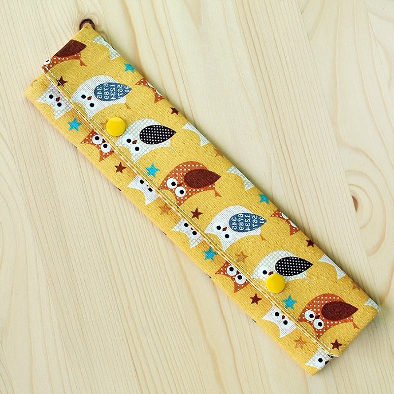 Shiny Owl Horizontal Chopsticks Bag Cutlery Set / 1 left - Chopsticks - Cotton & Hemp Yellow