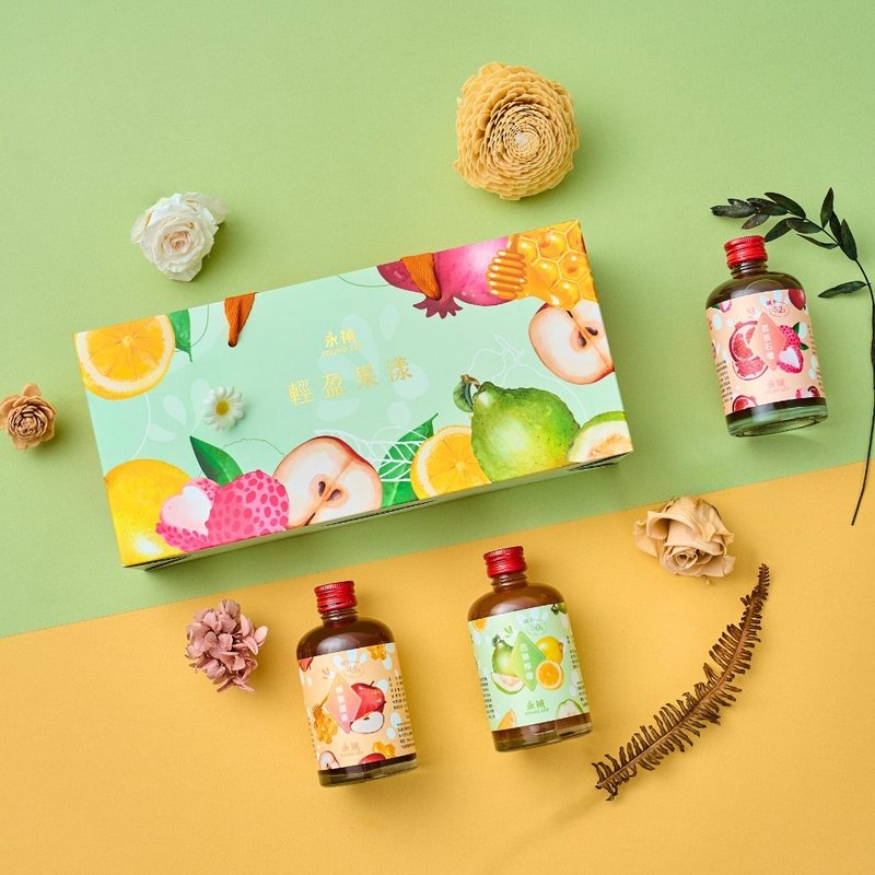 [Yongzhen] Light Fruity Fruit Vinegar 3-piece Gift Box-Honey Apple/Guava Lemon/Lychee Pomegranate 150ml - น้ำส้มสายชู - อาหารสด สีแดง