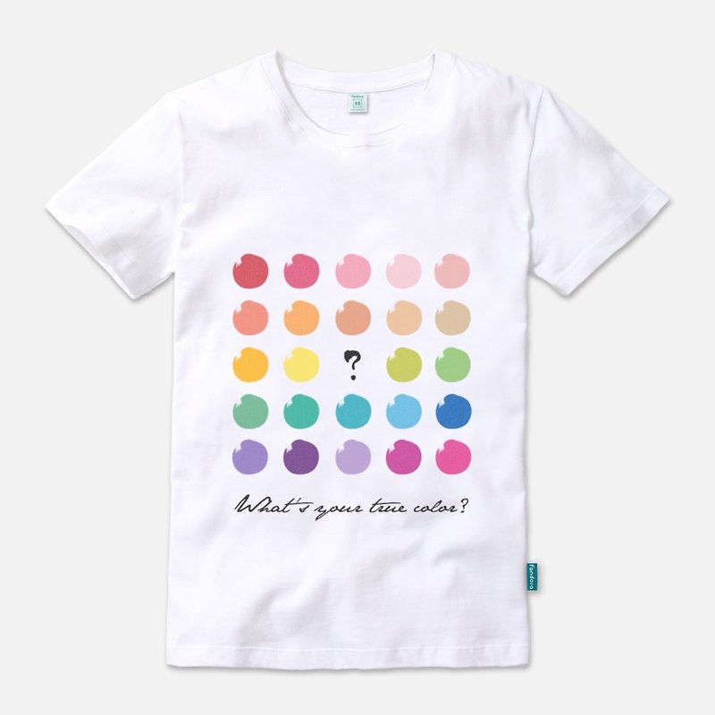 あなたの本当の色は何ですか？ - 中立半袖Tシャツ - トップス ユニセックス - コットン・麻 ホワイト