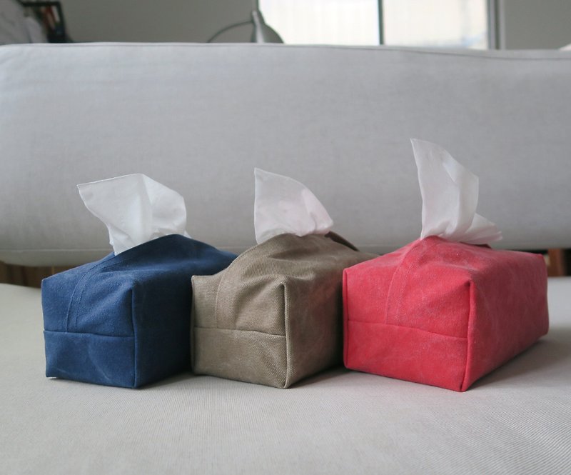 Minimalist extraction toilet paper sleeve | French color washed canvas - Tissue Boxes - Cotton & Hemp Multicolor