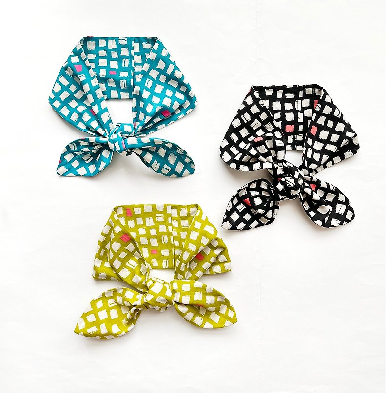 Dopamine Contrast Color Squares 3 Colors Fashion Scarf Headband - Bow Ties & Ascots - Cotton & Hemp Multicolor