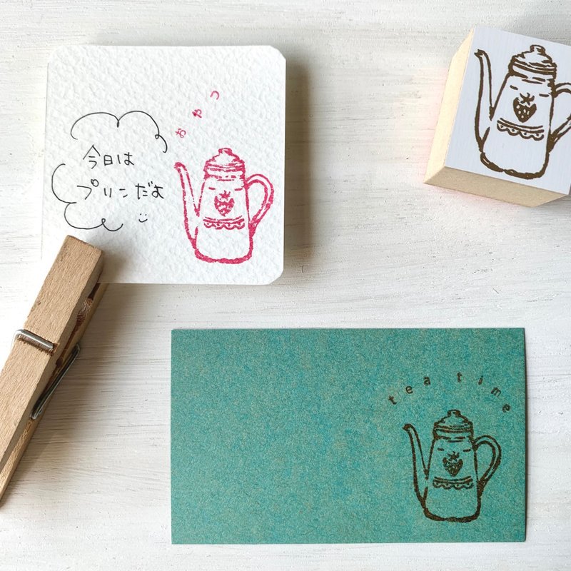ラバースタンプ【レトロなコーヒーポットちゃんスタンプ】 - 印章/印台 - 其他材質 