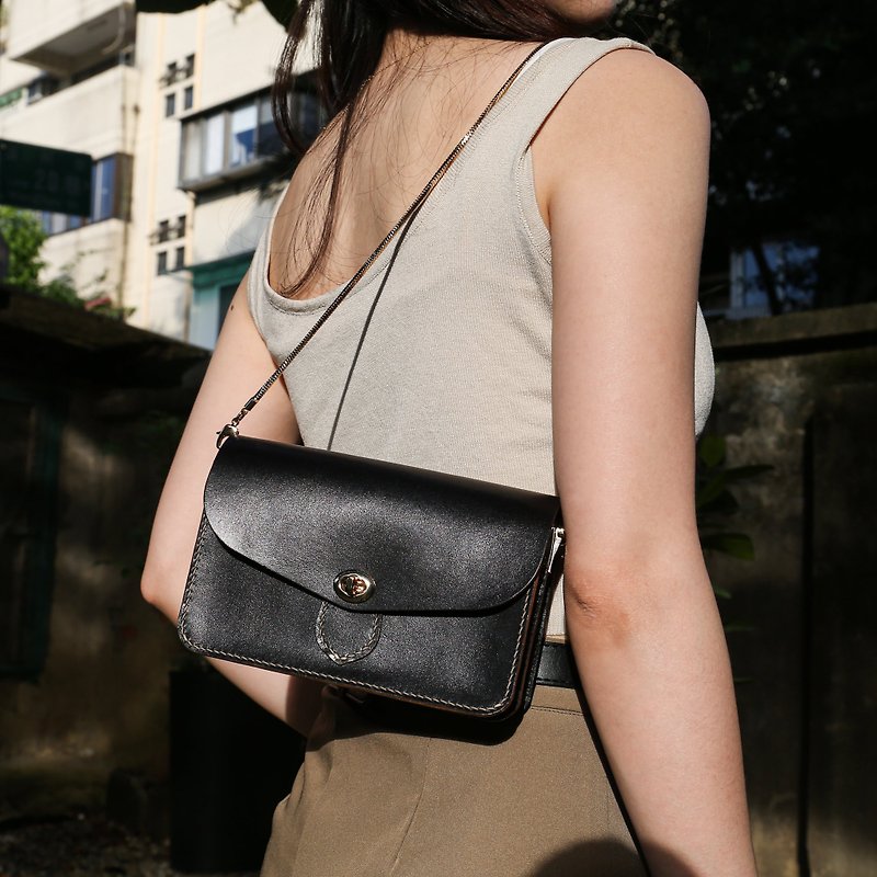 Shoulder bag/side bag/cross-body bag/mobile phone bag [hot stamping/group of one person] [Taipei Donghai Course] - Leather Goods - Genuine Leather 