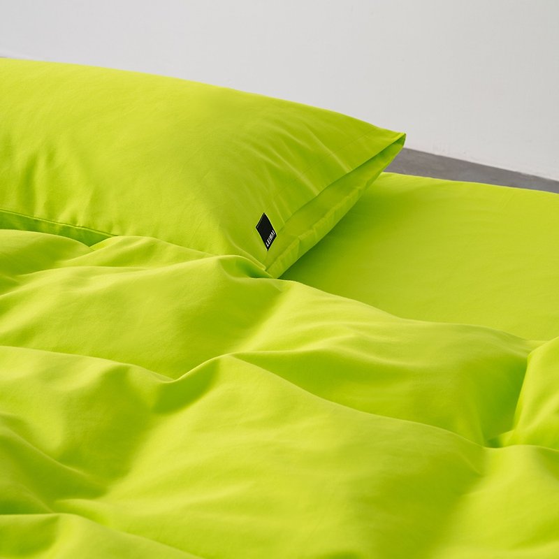 Avocado green 60-count soft skin-friendly pure cotton bed sheet pillowcase quilt cover double bed four-piece set - เครื่องนอน - ผ้าฝ้าย/ผ้าลินิน สีเขียว